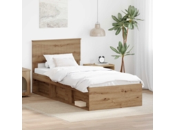 Vidaxl Estrutura Da Cama Com Cabeceira Carvalho Artesanal 90 X 200 Cm