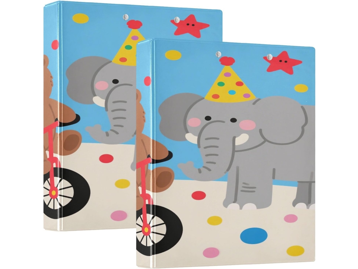 Massa Escolar Três Argolas Com Estampa Fofa Zoo, Colorida E Com Design Animado, Com Prancheta, Pacote Com 1 2 Massas