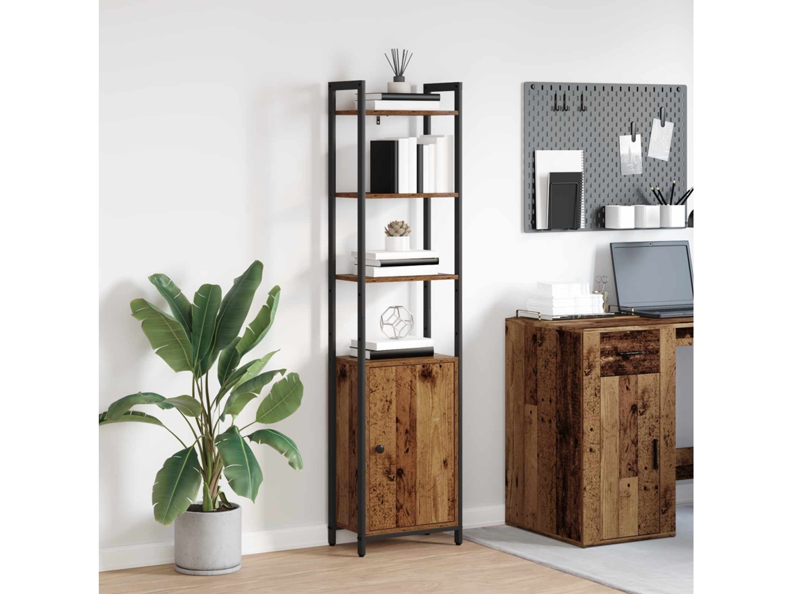 Vidaxl Gabinete De Livros 6 Níveis 40 X 24 X 161 Cm Madeira Antiga