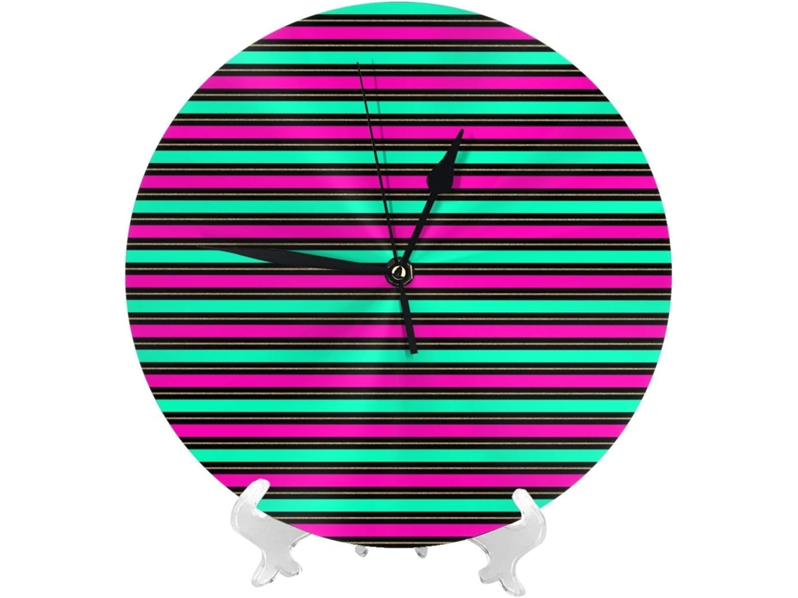 Relógio De Parede De 25cm 10 Polegadas A Bateria, Com Estampa Retrô De Linhas Coloridas, Moderno E Silencioso, Ideal
