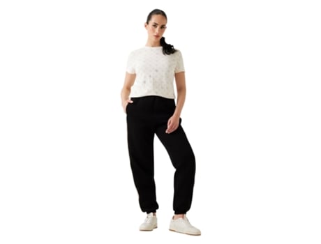 T-shirt De Mulher Guess Activewear Regular Fit Algodão Bege (m)