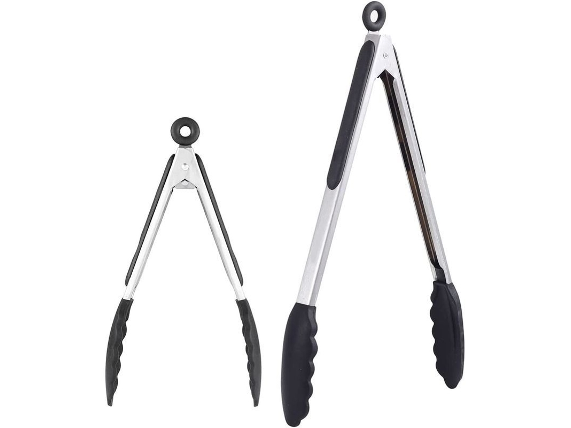 Nova Line pinzas de Cozinha Anti deslizante Silicone Sem Riscos 9 e 12 Polegadas (preto)