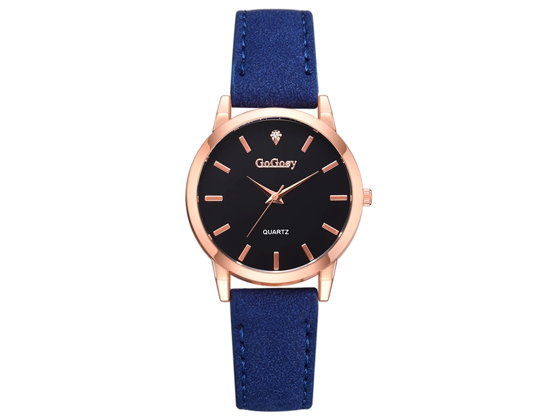 Relógio de Pulso Feminino de Quartzo com Mostrador Redondo Estilo Casual Azul