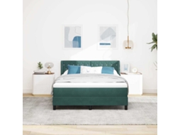 Vidaxl Cama Box Com Cabeceira Manual Verde Escuro 200 X 140 Cm Veludo