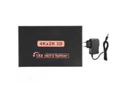 Divisor HDMI 1x4 com áudio e vídeo 4K 3840x2160, adaptador preto | S/MARCA