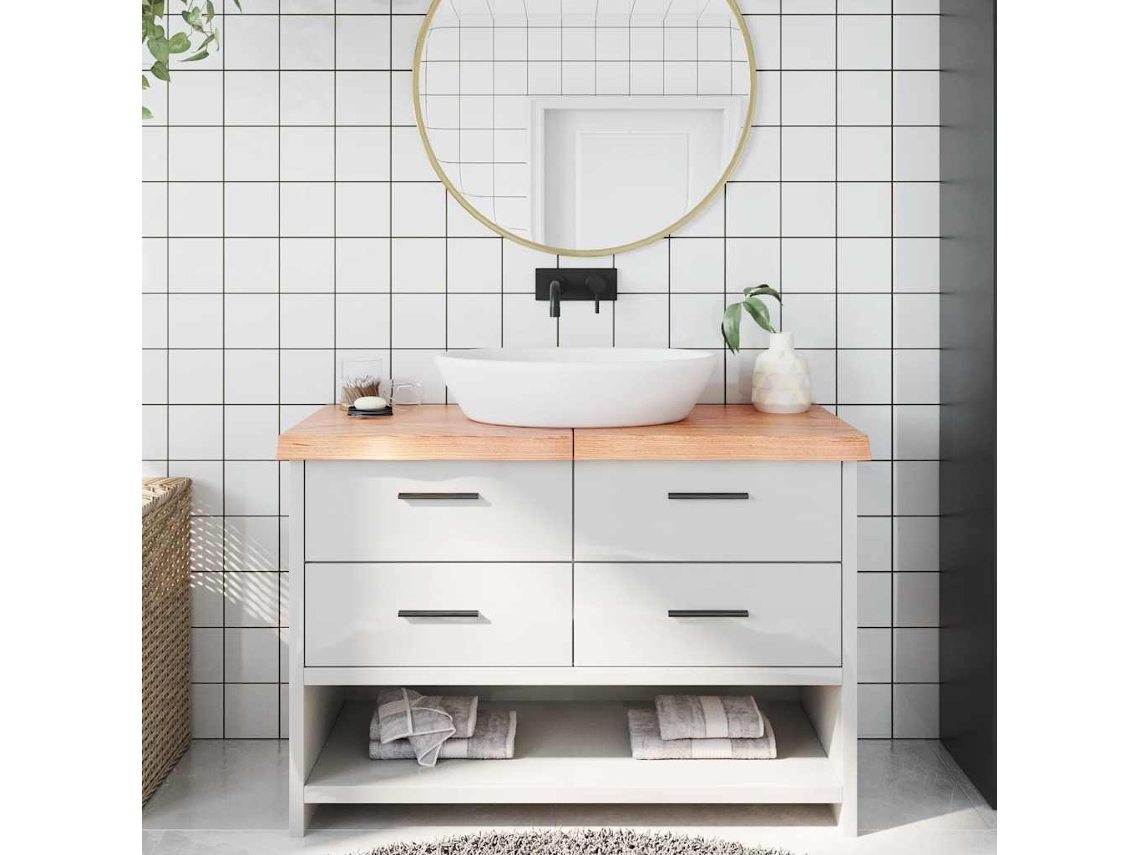 Vidaxl Bancada P/ Wc 120x60x(2-6) Cm Madeira Maciça Tratada Castanho