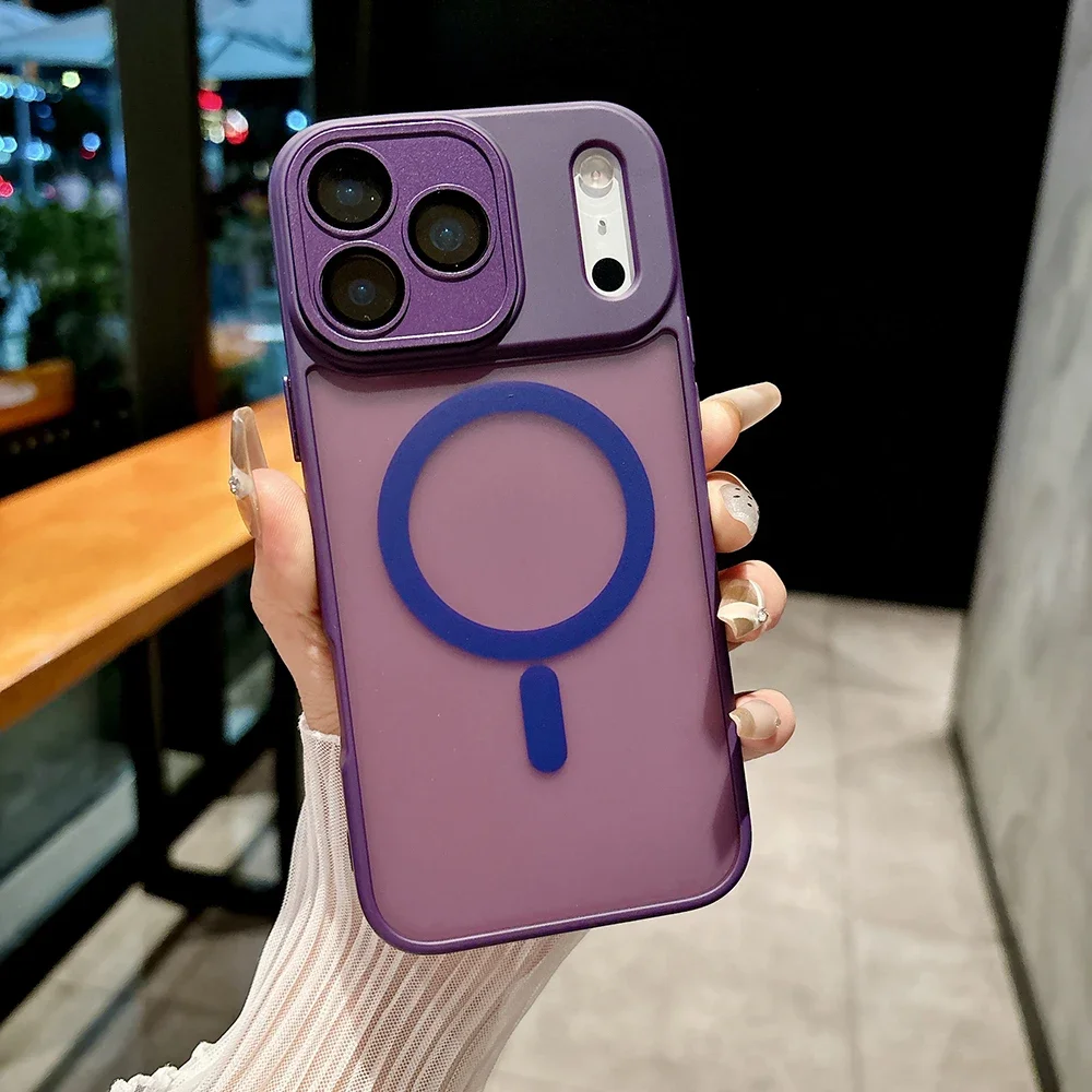 (roxo, Iphone 14 Plus) Capa Fosca Semitransparente Para Celular, Compatível Com Carregamento Sem Fio Magnético, Capa Rígida À Prova De Choque.