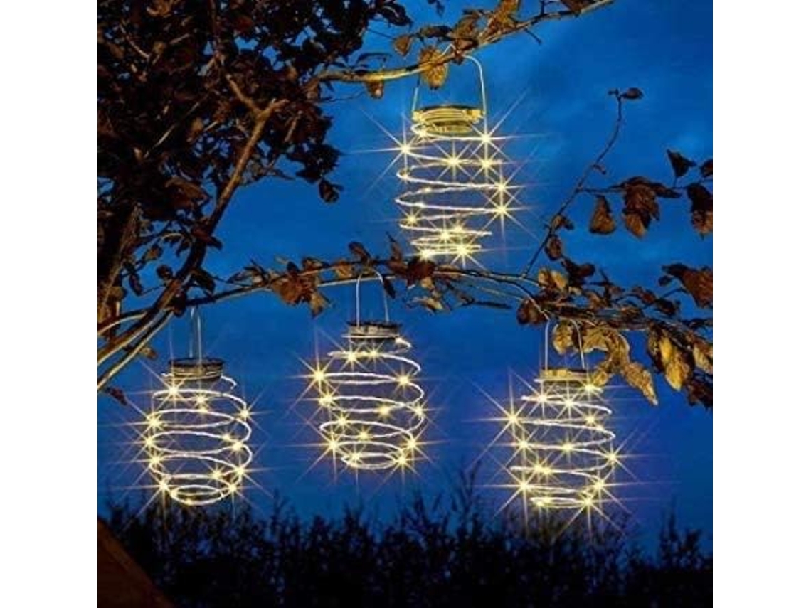 Pacote Com 4 Lâmpadas Solares, Lanternas Led Espirais, Lâmpadas Solares Para Jardim E Áreas Externas Aquaforge