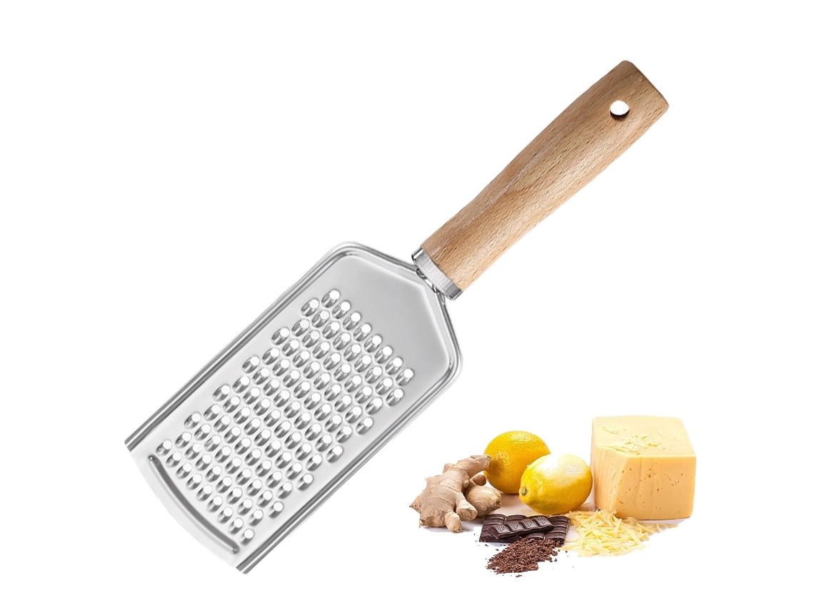 Ralador De Cozinha Em Aço Inoxidável Com Cabo Madeira, Fácil De Limpar E Próprio Para Lava, Louças