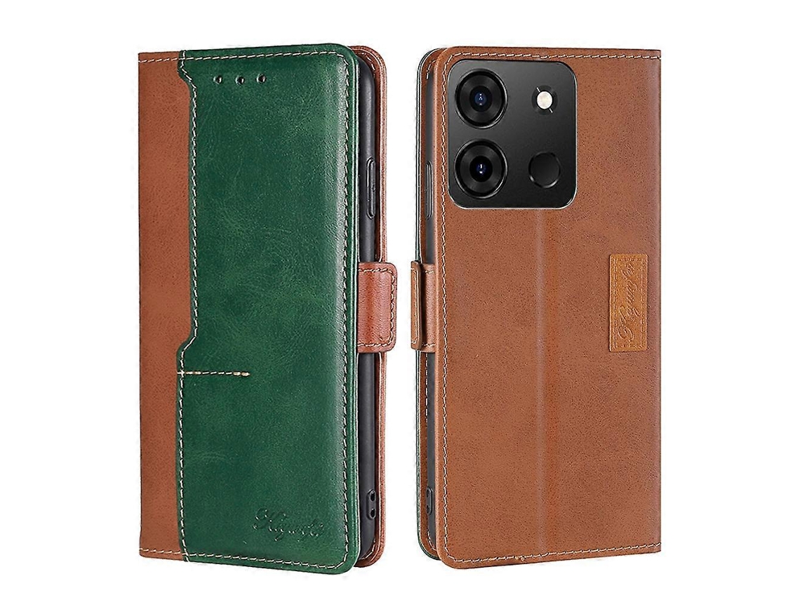 Capa De Couro Com Fivela Lateral Em Cores Contrastantes Para Infinix Smart 7