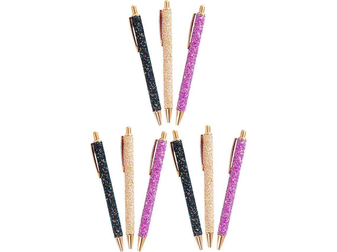 9 Caneta de Tinta Gel, para Escritório, Conjunto de 9 Canetas Esferográficas com Strass CHABERLU