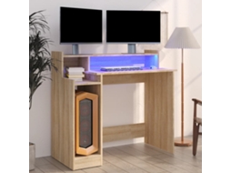 Vidaxl Secretária Com Luzes Led 97x45x90 Cm Madeira Processada Sonoma