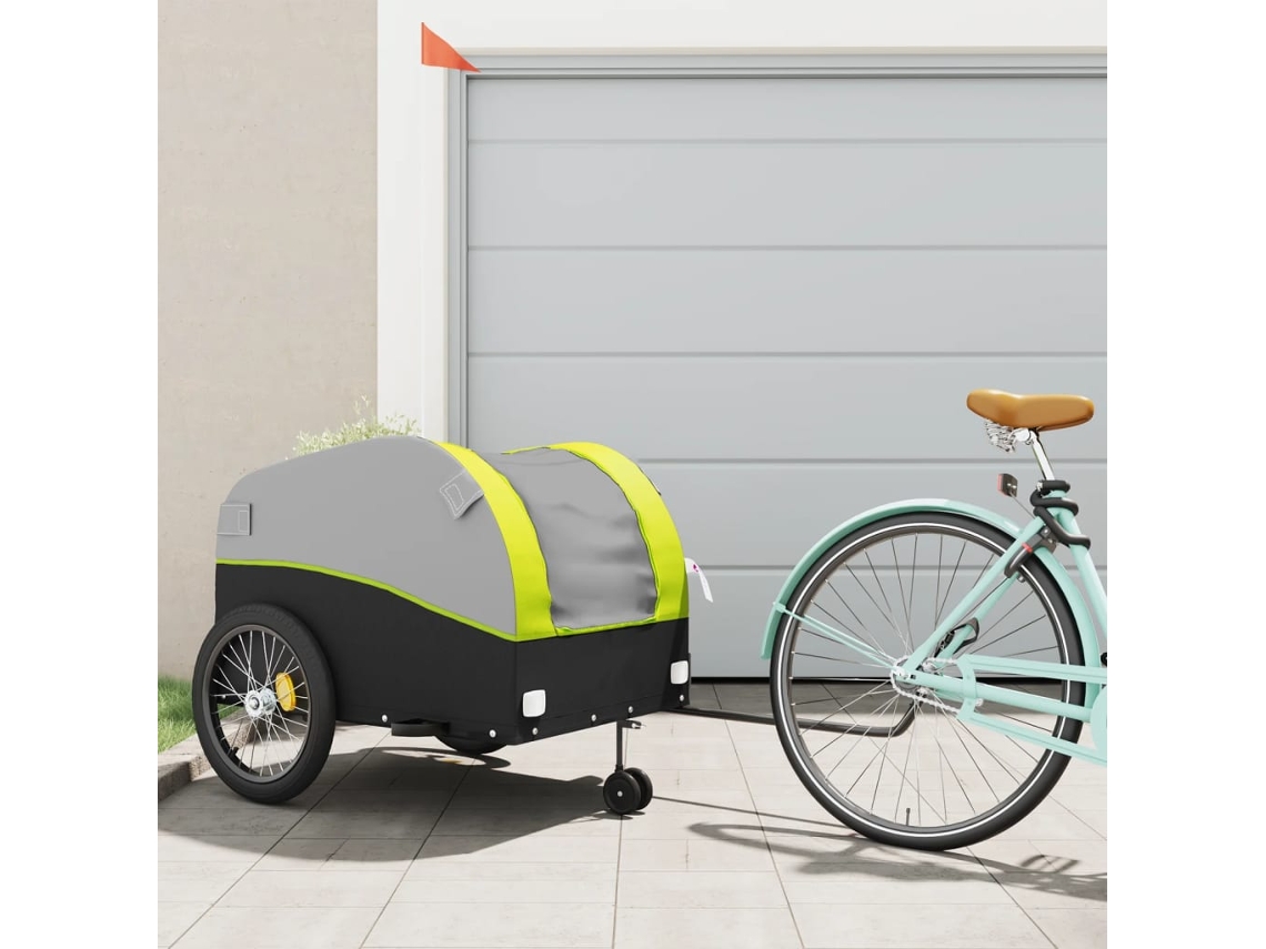 Vidaxl Reboque Para Bicicleta 45 Kg Ferro Preto E Verde