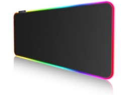 Mousepad Gamer Grande Rgb Com 7 Cores De Led E Superfície Em Tecido Impermeável Brilvibera (800 X 300 X 3 Mm)