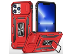 Suporte Casa Câmara Deslizante Para Iphone 12 Pro Max Pele Sintética Anti-choque Vermelho