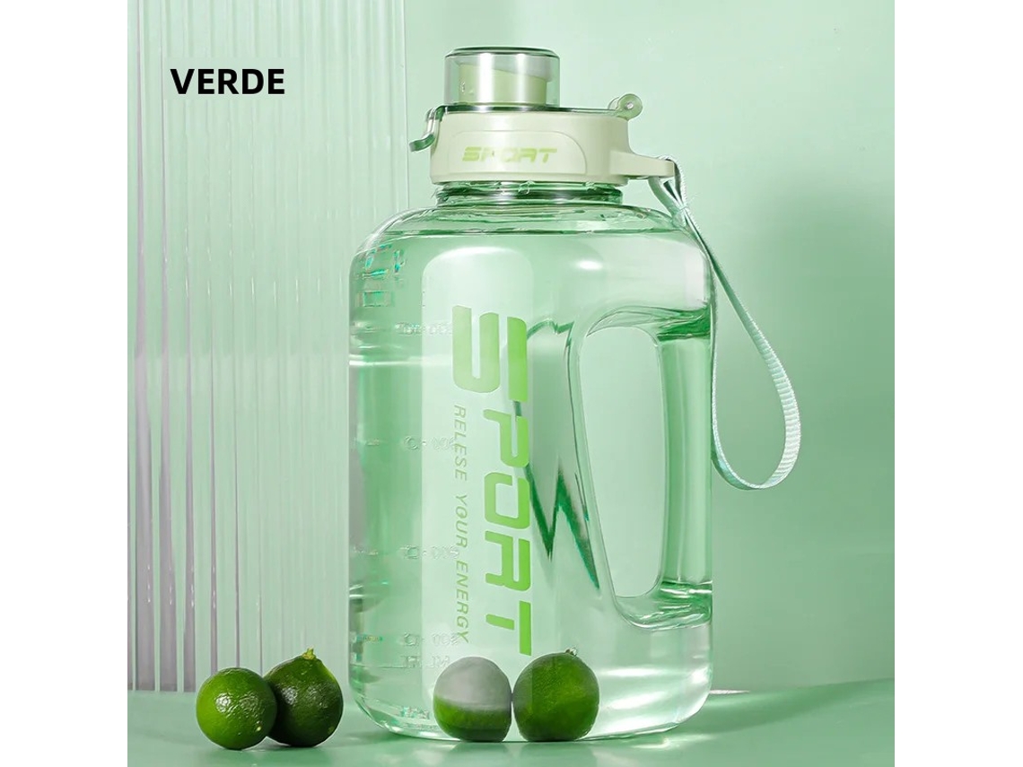 Garrafa de Água Esportiva de 2 Litros com Tampa e Canudo, Ecológica e Livre de Bpa. MDUG (verde)