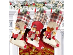 Conjunto De 3 Meias De Natal Grandes De 18 Para Decoração De Árvores, Enfeites De Natal, Doces E Muito Mais! Loja Olysi