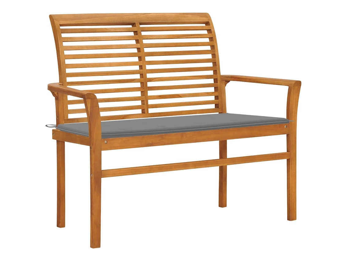 Banco De Jardim C/ Almofadã£o Cinza 112 Cm Teca Maciã§a Dkd Home Decor