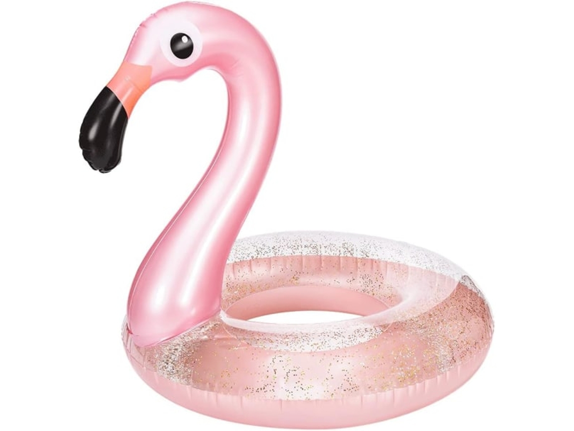 Boia Inflável Rosa Com Glitter Em Formato De Flamingo, Boia Gigante De Flamingo Para Adultos.