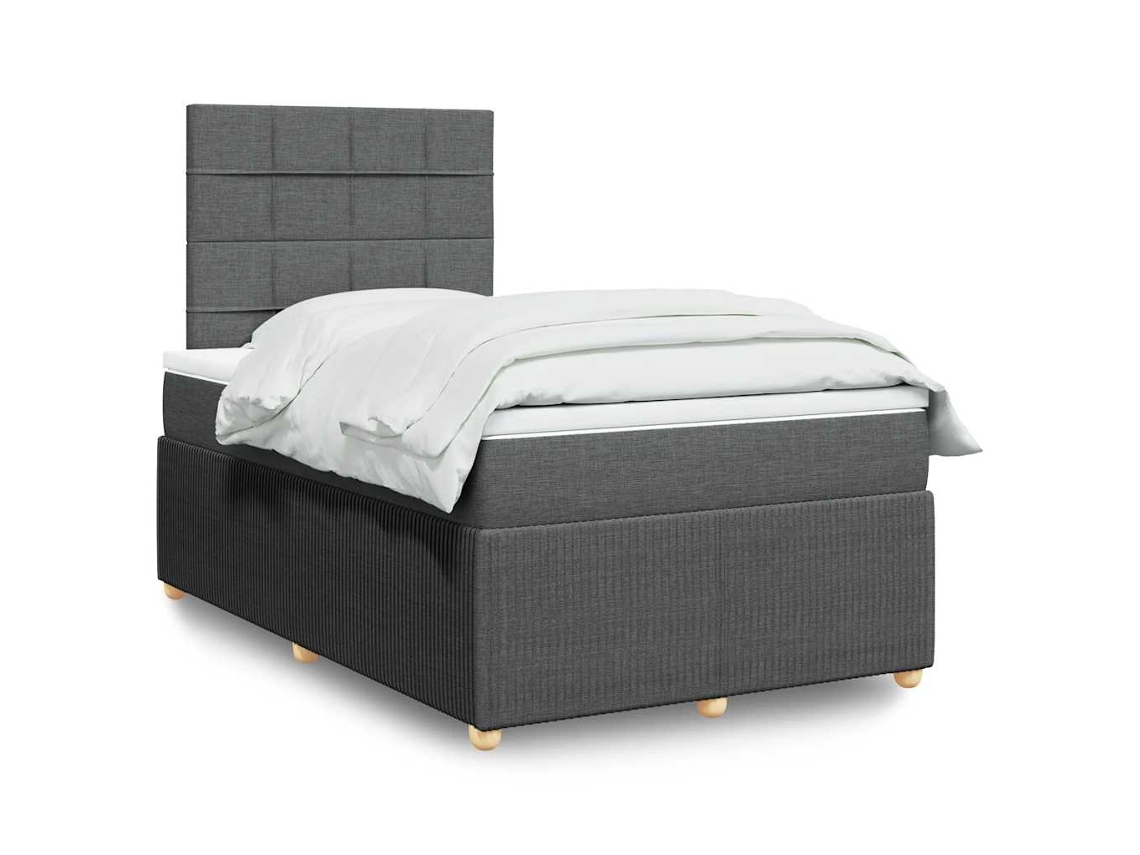 Vidaxl Cama Com Molas/colchão 120x200 Cm Tecido Cinzento-escuro