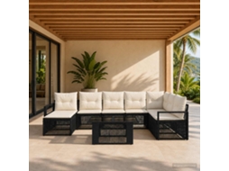Vidaxl Conjunto De Sofá De Jardim 9 Unid. Preto E Branco Creme Vime Pe