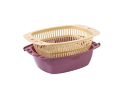 Cesta de Lavagem de Legumes e Frutas de Duas Camadas Escorvão Plástico para Cozinha Roxo Apricot 2pcs | S/MARCA