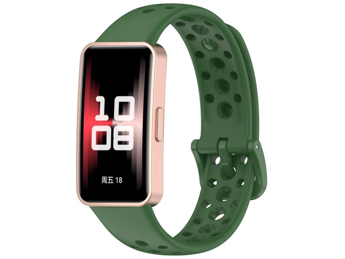 Bracelete para Huawei Band 10 / 9 / 8 Silicone Respirável Estilo Hole Verde Escuro XIAOMOYU