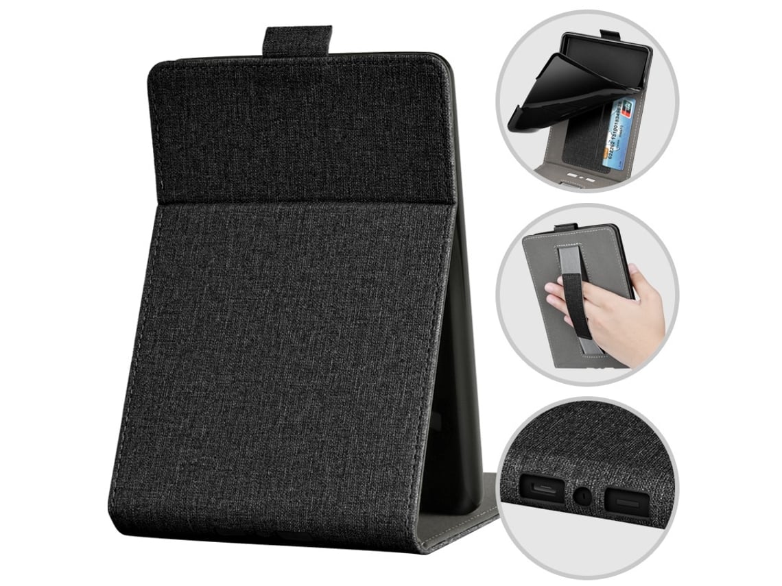 Capa Protetora Para E-reader Compatível Com Kindle Paperwhite (12 Com Suporte Dobrável Em Pu, Preto Elysve