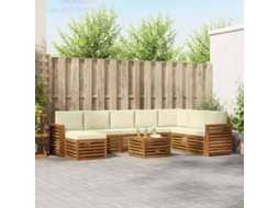 Vidaxl Conjunto De Sofás Para Exterior 9 Unid. Natural E Creme