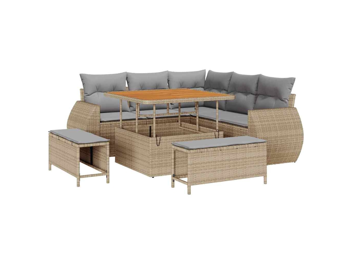 Maison Exclusive - Conjunto De Sofá De Jardim 8 Pcs Bege E Cinzento Claro