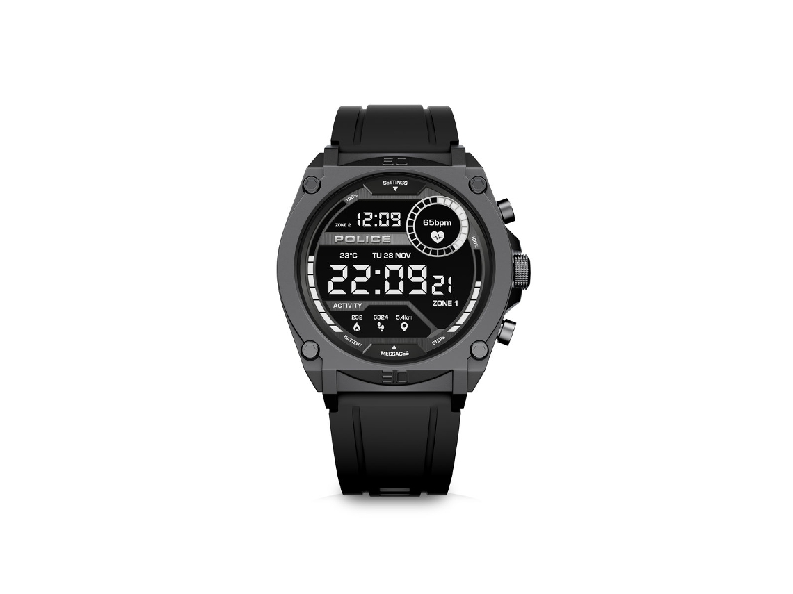 Relógio Inteligente Homem My Avatar Smartwatch 45mm Ipgun Silicon 45,00 Mm Bracelete De Silicone Preto Compatível Com Android, Ios Police