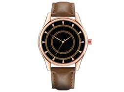 Reloj De Pulsera Para Hombre De Cuarzo Con Dial Redondo Y Correa De Pu Moda (café Oscuro Y Negro)