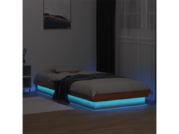 Vidaxl Estrutura De Cama Com Led 75x190 Cm Pinho Maciço Castanho-mel