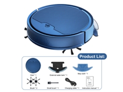 Aspirador de Pó Robô 3 em 1 Varre, Esfrega e Limpa Pisos de Carpete, Aplicativo Inteligente Wi fi Azul SUNNY SPACES