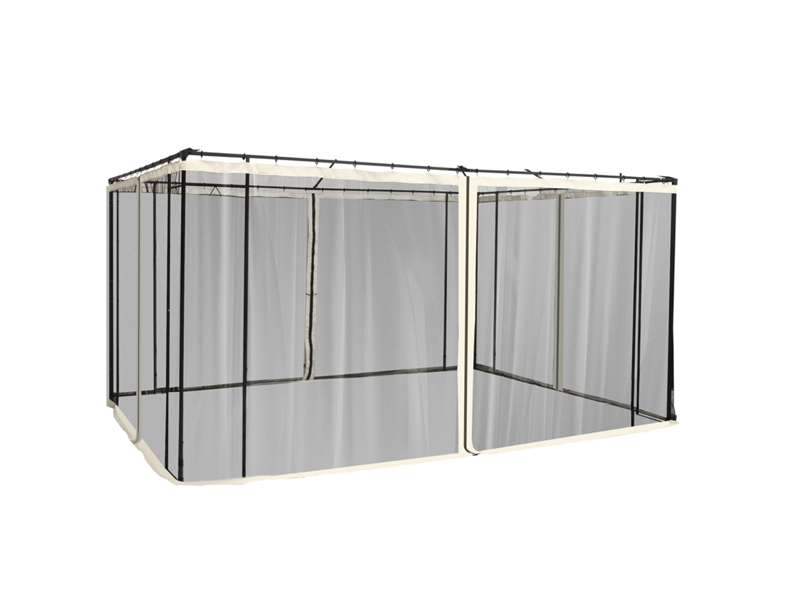 Mosquiteiro Universal para Gazebo, Zíper, 335x207 Cm, Preto e Bege SINI TECH STORE