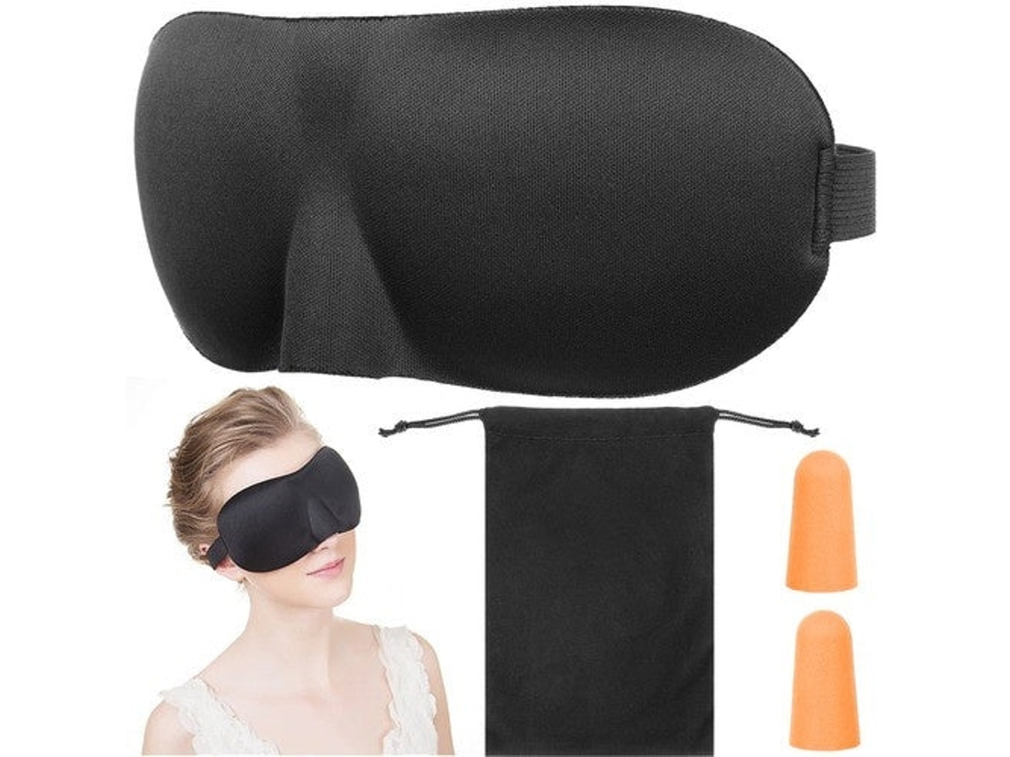 Máscara de Dormir 3d com Protetores Auriculares e Estojo, Conjunto de Viagem Ajustável AQUAFORGE