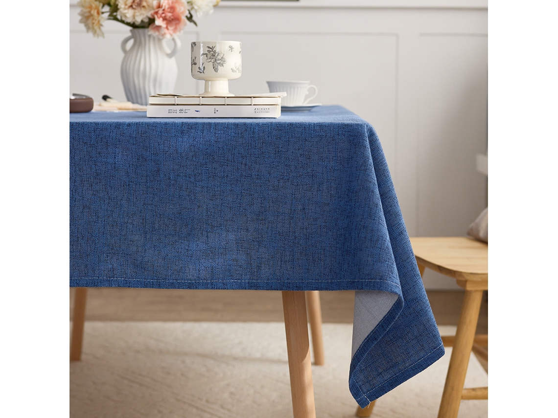 Tapa De Mesa Em Algodão E Linho De Design Nórdico, Azul, 140*200cm