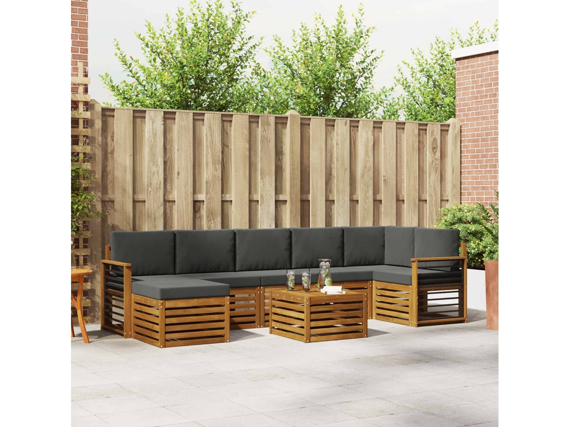 Vidaxl Conjunto De Sofás Para Exterior 8 Unid. Natural E Antracite