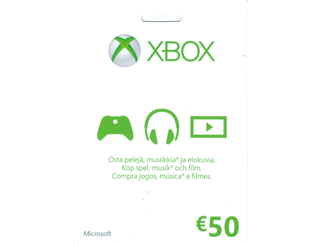 Cartão Xbox Live 50 Euros