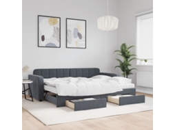 Vidaxl Sofá-cama C/ Gavetão E Gavetas 80x200 Cm Veludo Cinzento-escuro
