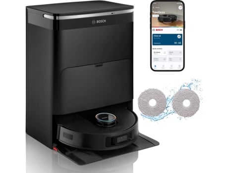 Aspirador Robô Bosch Spotless Max Cam + Base Autowash (Autonomia: 160 min - 3000 ml - Preto) | Worten.pt