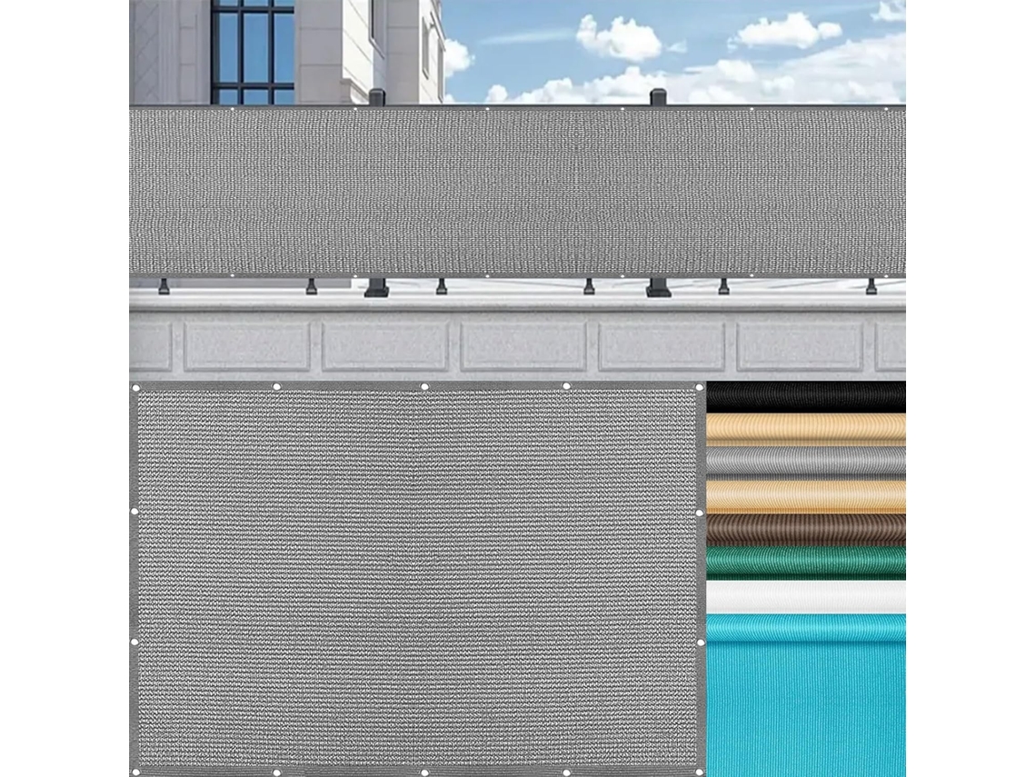 Tela De Privacidade, Guojun, 80 X 370 Cm, Hdpe, Resistente Ao Vento, Cinza