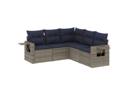 Conjunto de Sofá de Jardim, 5 Peças, Almofadas, Rattan Cinza MAISON EXCLUSIVE