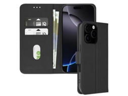 Capa Aba Multifunções Vídeo para iPhone 16 Pro AVIZAR Pele Preto