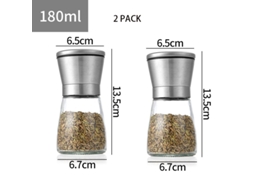 Moedor Manual de Sal e Pimenta em Aço Inoxidável Moinhos para Cozinha-180Ml Aço Inoxidável 2 Peças LUUCOZK