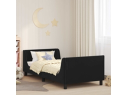 Vidaxl Estrutura de Cama Infantil com Cabeceira Preto 90 X 200 Cm