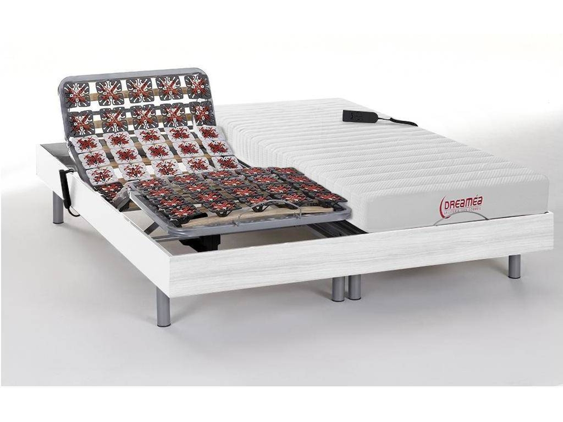 Cama articulada ETHER VENTE-UNIQUE Branco 2x90x200 cm - Com colchão - Com sommier