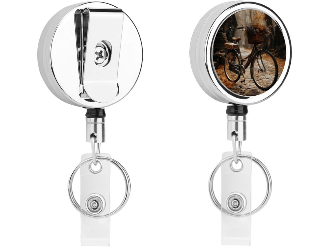 Porta Crachás De Metal Bicicleta, Retráteis, Clipes De Crachá Resistentes, Chaveiros, Porta Cartões De