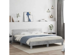 Vidaxl Estrutura Cama Cabeceira E Luzes Led 200x200cm Cinzento Cimento