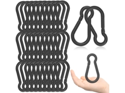 Conjunto De 30 Mosquetões Mola Pretos 10 Cm (4"), Mosquetão Aço